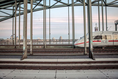 Train on railroad station platform against sky