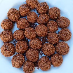 Close-up of brigadeiros in plate