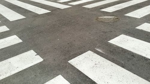 High angle view of road markings