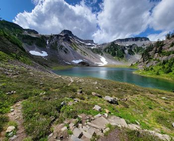 Scenic view of mountains against sky