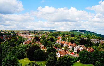 High angle view of residential district