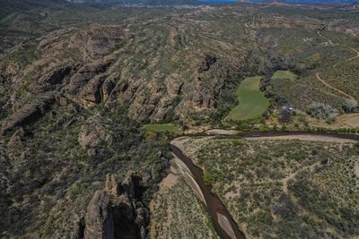 High angle view of road passing through landscape