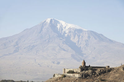 Scenic view of snowcapped mountain against sky