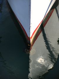 High angle view of sailboat sailing in sea