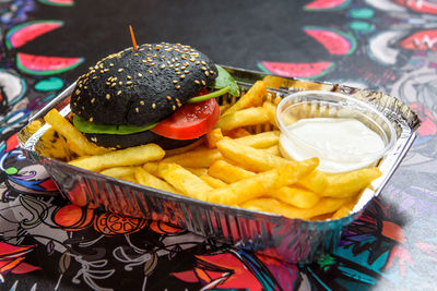 Close-up of food on table