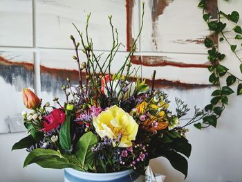 Close-up of flowering plant in vase