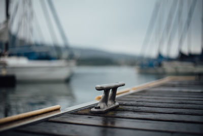 Close-up of wooden pier