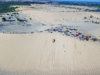 High angle view of sand dune on beach