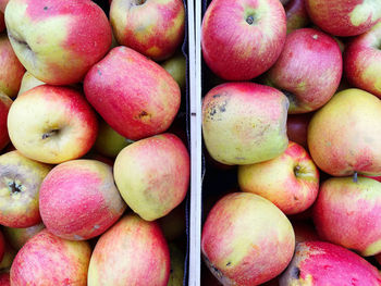 Full frame shot of apples for sale at market stall