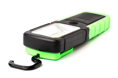 High angle view of mobile phone on table