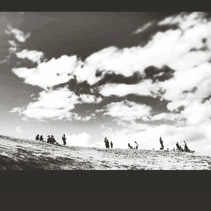 water, sea, sky, cloud - sky, men, large group of people, lifestyles, leisure activity, silhouette, transportation, horizon over water, medium group of people, nature, mixed age range, cloud, cloudy, beach, auto post production filter, vacations