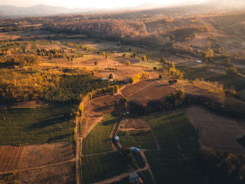 Aerial view of landscape against clear sky