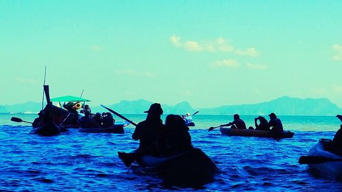 Boat sailing in sea