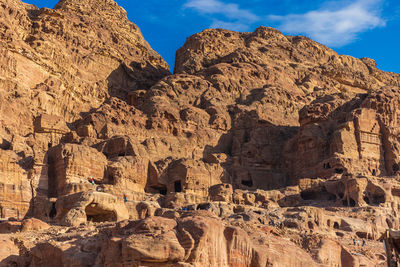 Low angle view of rock formations