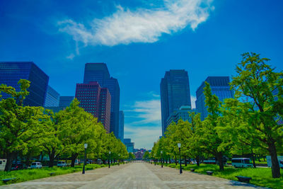 Buildings in city against sky