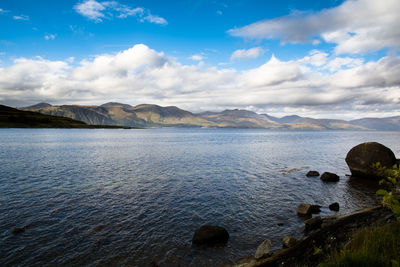 Scenic view of lake against sky