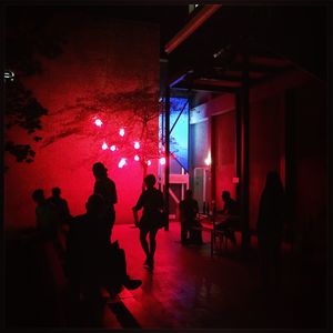 View of illuminated people at night