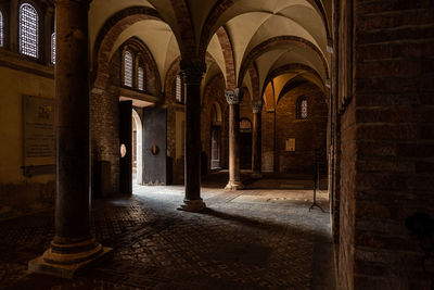 Empty corridor of church