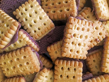 High angle view of biscuits