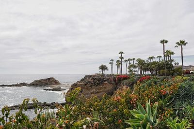 Scenic view of sea against cloudy sky