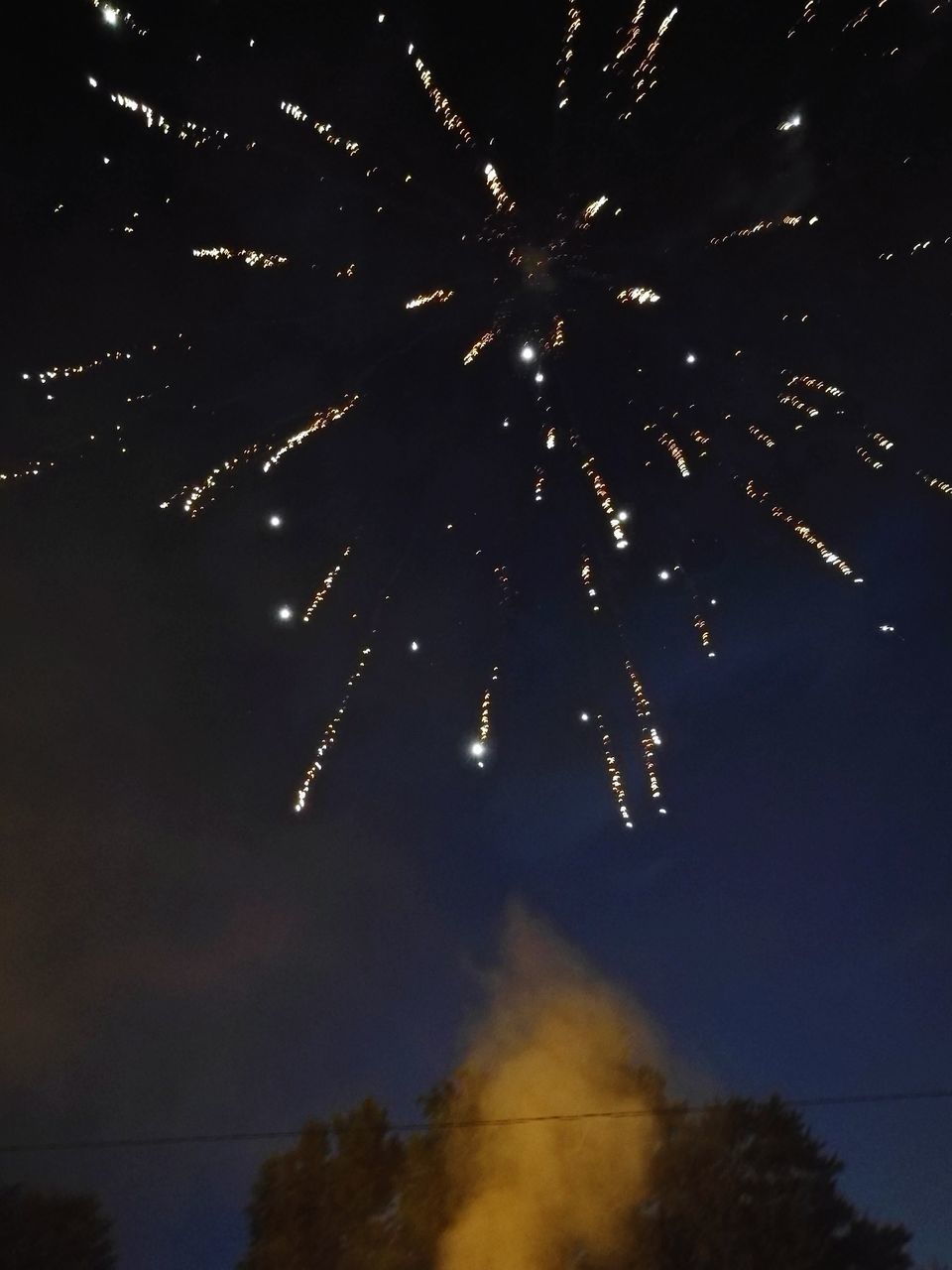 LOW ANGLE VIEW OF FIREWORK DISPLAY IN SKY AT NIGHT