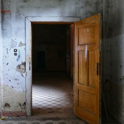 Closed door of abandoned building