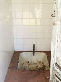 Stone wall in bathroom