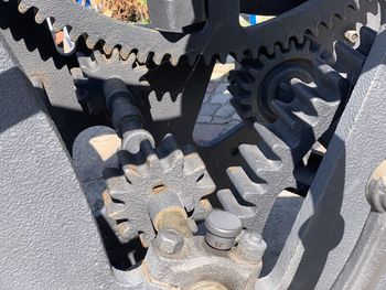 High angle view of machine part