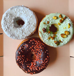 High angle view of dessert in plate on table