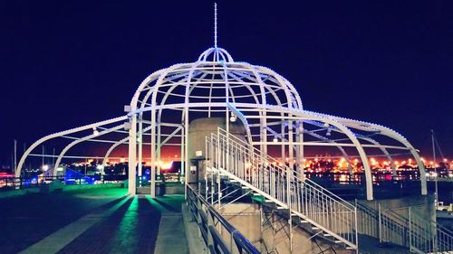 Illuminated ferris wheel at night