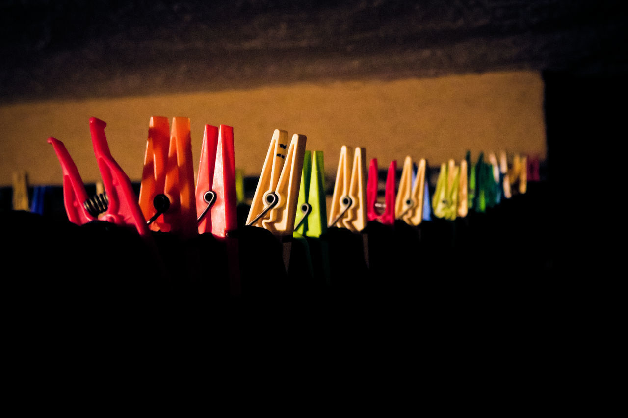 CLOSE-UP OF MULTI COLORED PENCILS IN KITCHEN