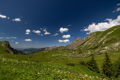 Scenic view of mountains against sky