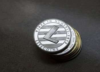 High angle view of clock