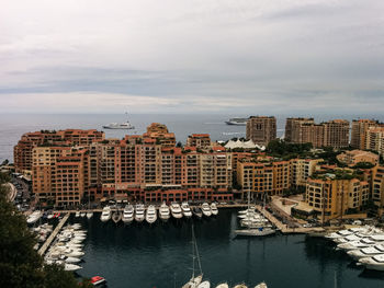 High angle view of buildings in city