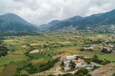 Scenic view of landscape against cloudy sky