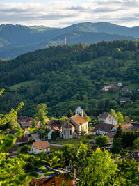 High angle view of townscape against sky