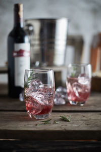 Close-up of wine glass on table