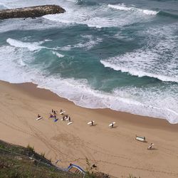 High angle view of people on beach