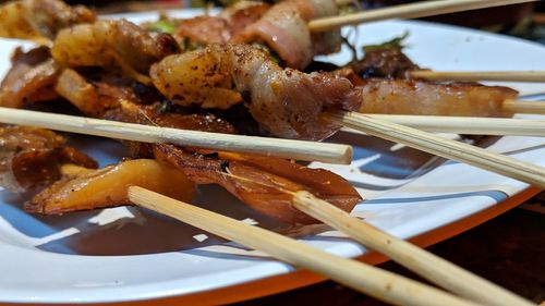 Close-up of meal served in plate