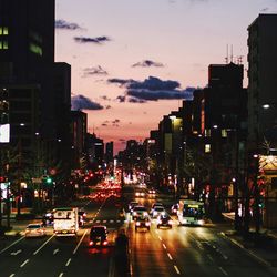 Traffic on city street at night