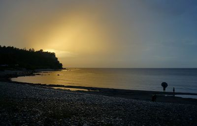 Scenic view of sea at sunset