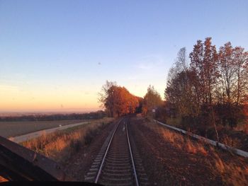 Railroad track at sunset