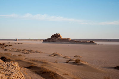 The formation of kaluts or sand stones or yardang in dasht e lut or sahara desert, iran. 