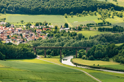 High angle view of agricultural field