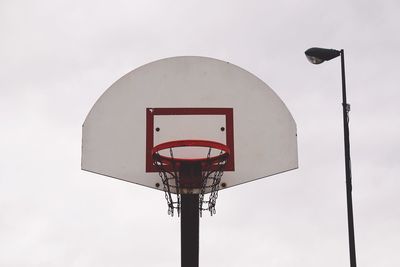 Low angle view of basketball hoop against sky