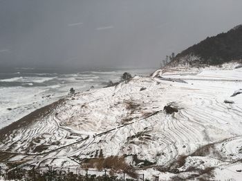 Scenic view of beach against sky