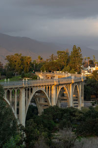 Colorado street bridge in pasadena at golden hour