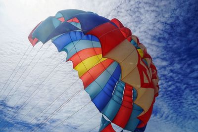 Low angle view of hot air balloon against sky