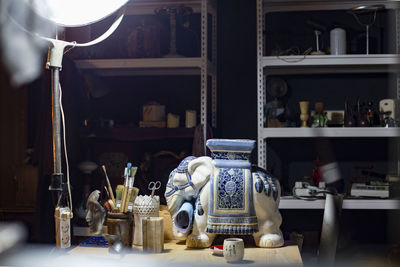 View of candles in kitchen