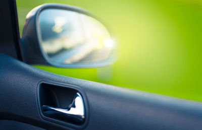 Close-up of side-view mirror